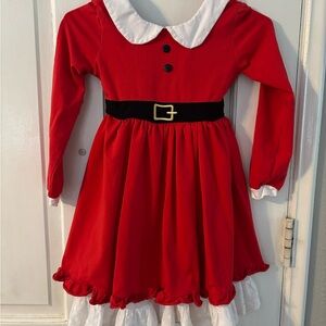 Girls' Red Holiday Dress with Decorative Belt